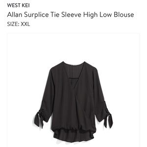 Allan Surplice Tie Sleeve High Low Blouse